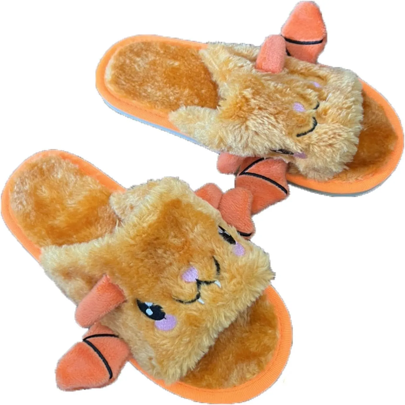 Zureto Halloween Pumpkin Slippers, Spooky Bat Slippers, Adults Fuzzy Slippers Soft Plush Cozy Open Toe Shoes