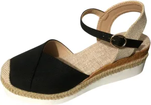 ZWRXW Closed Toe Sandals Women Arch Support Orthopedic Platform Wedge Sandals Buckle Ankle Strap Walking Sandal Boho Elegant Dressy Summer Shoes