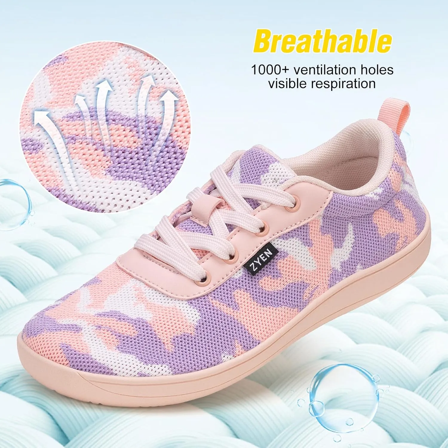 ZYEN Wide Toe Box Barefoot Shoes for Women | Wide Width Breathable Camouflage Shoes | Zero Drop Sole Fashion Non Slip Gym Sneaker Lightweight Minimalist Walking Sneaker