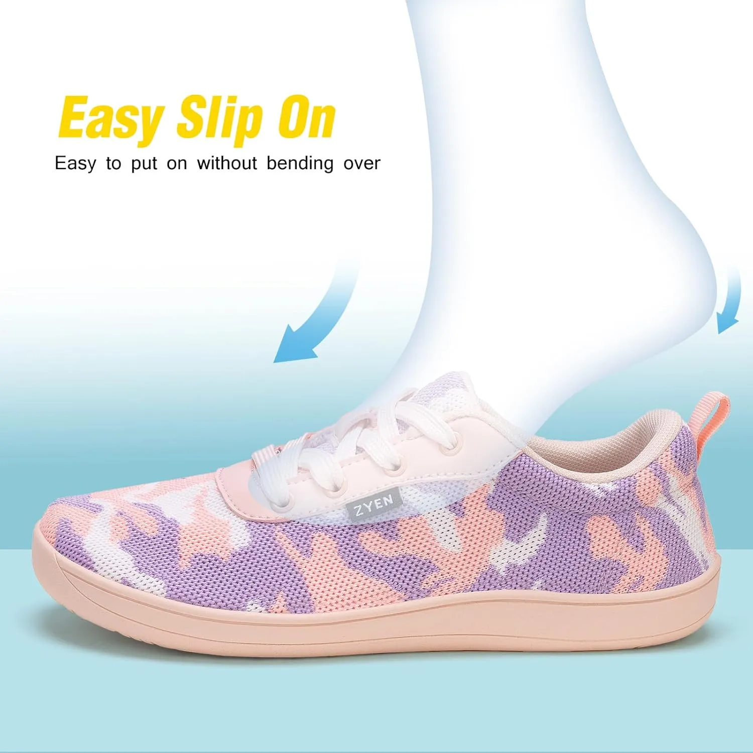 ZYEN Wide Toe Box Barefoot Shoes for Women | Wide Width Breathable Camouflage Shoes | Zero Drop Sole Fashion Non Slip Gym Sneaker Lightweight Minimalist Walking Sneaker